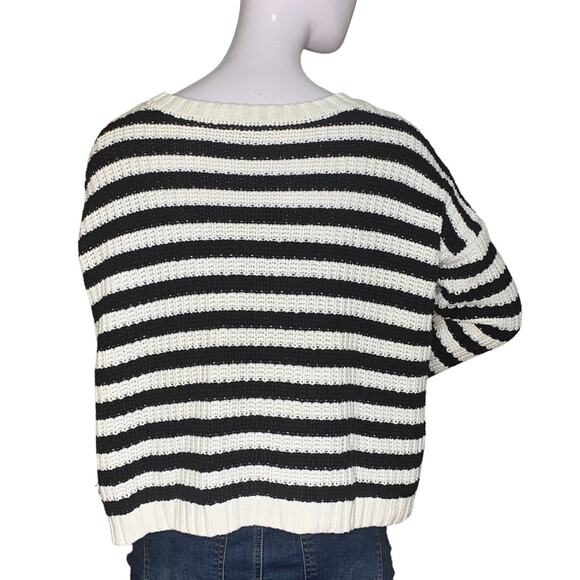 Express Sweater Oversized Size Small Black and White Striped Chunky Knit - Picture 5 of 10